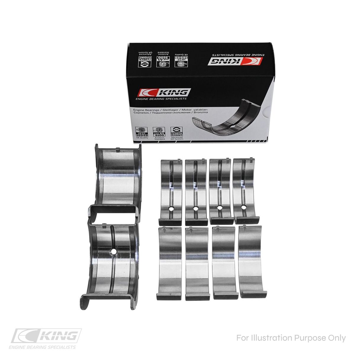 King GM 262, 267, 302, 307, 327, 350 Main Bearing Set MB5570SI 010 - Fits Chevrolet, GMC, Pontiac