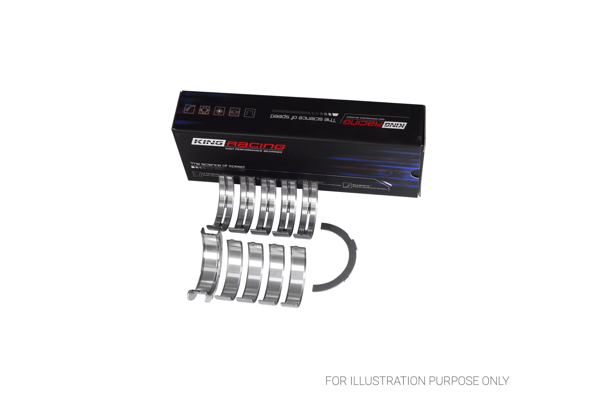 King Ford 281 4.6L SOHC 16V Racing Bi-metal Main Bearing Set MB5353HP0.25 - Fits Ford, Lincoln, MG