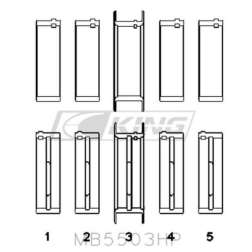 King Ford V8 351CI 5.8L 16V Racing Bi-metal Main Bearing Set MB5503HP-STD - Fits Ford, Mercury, DeTomaso