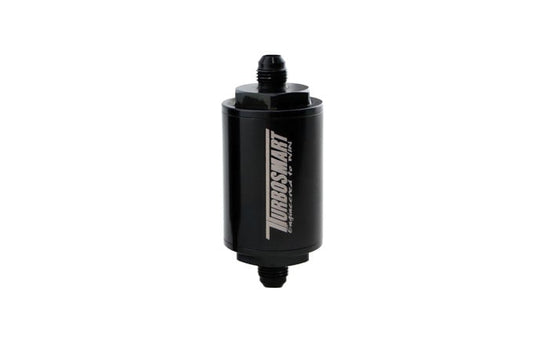 Turbosmart FPR Billet Inline Fuel Filter 1.75in OD 3.825in Length AN-6 Male Inlet - Black