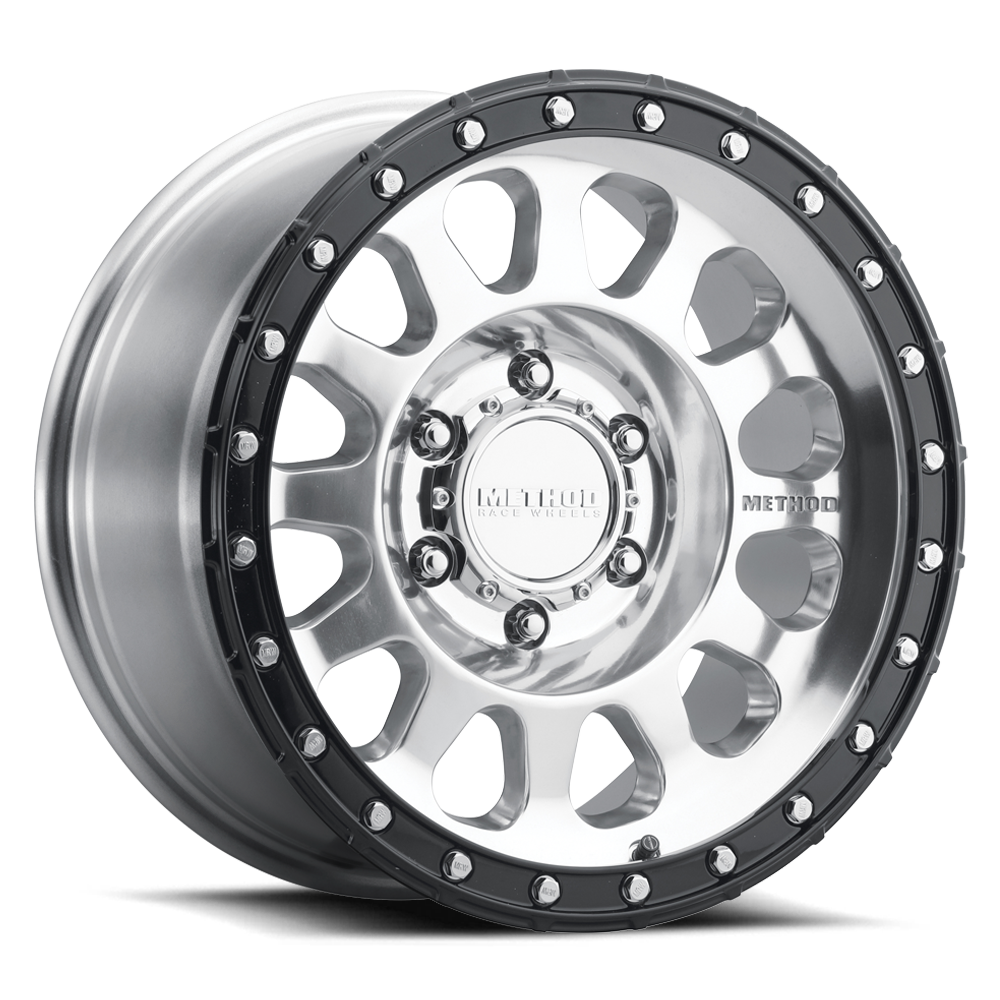 Method MR315 17x8.5 0mm Offset 6x5.5 106.25mm CB Polished Wheel - Gloss Black Lip