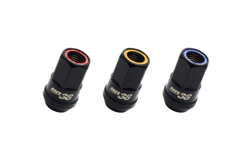 Wheel Mate HR3806BY Muteki HR38 Open End Lug Nuts Black Chrome with Yellow Ring M12x1.50