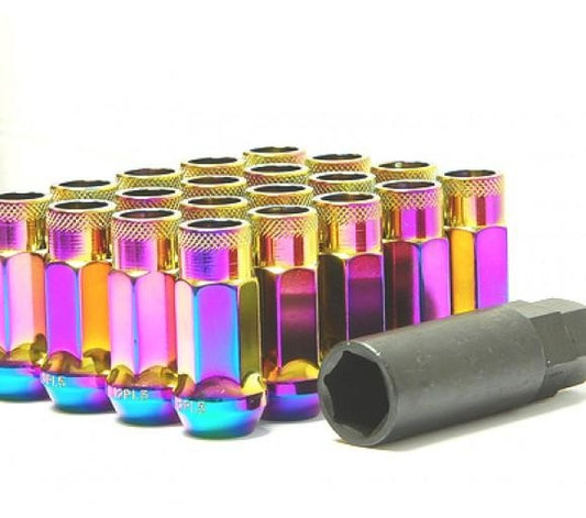 Wheel Mate 32905UN Muteki SR48 Open End Lug Nuts Burned Blue Neon M12x1.25 48mm