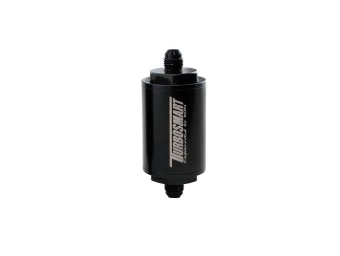 Turbosmart FPR Billet Inline Fuel Filter 1.75in OD 3.825in Length AN-6 Male Inlet - Black
