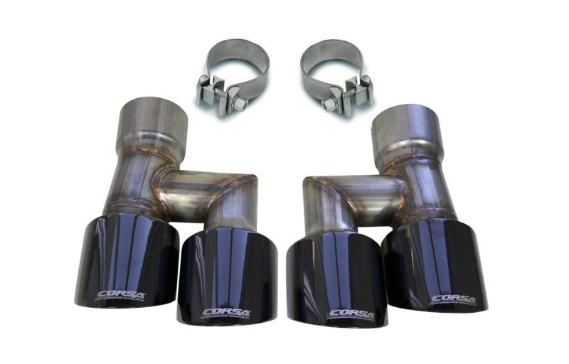 Corsa 2018-2023 Ford Mustang Eco 2.3L Twin 4in Black PVD Pro-Series Tip Kit (Clamps Included)