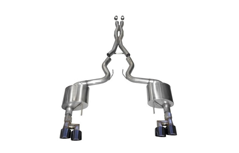 Corsa 18-23 Ford Mustang 5.0L V8 3in Sport Cat-Back Dual Rear Exit w/ 4in Black PVD Pro-Series Tips