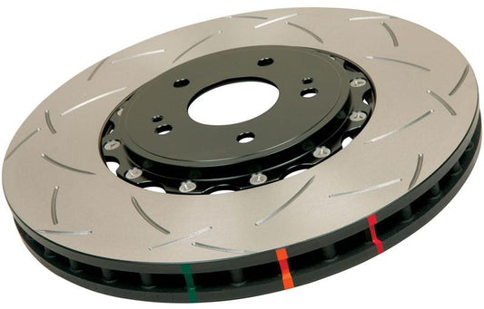 DBA 05-10 Ford Mustang GT / 11-13 V6 Front Slotted 5000 Series 2 Piece Rotor Assembled w/ Black Hat