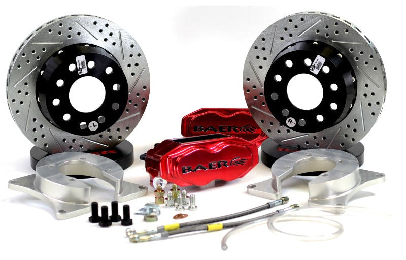 Baer Brakes Ford 8.8in C-Clip Rear Ends 11in SS4+ Deep Stage Rear SDZ Brake Kit - Fire Red — 4 Lug (4X4.25" BC)