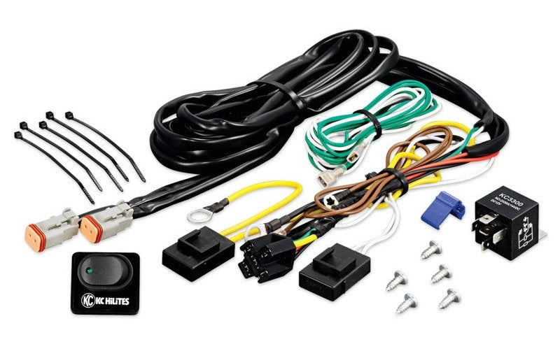 KC HiLiTES Wiring Harness w/40 AMP Relay & LED Rocker Switch (Up to 2 - 130w Lights)