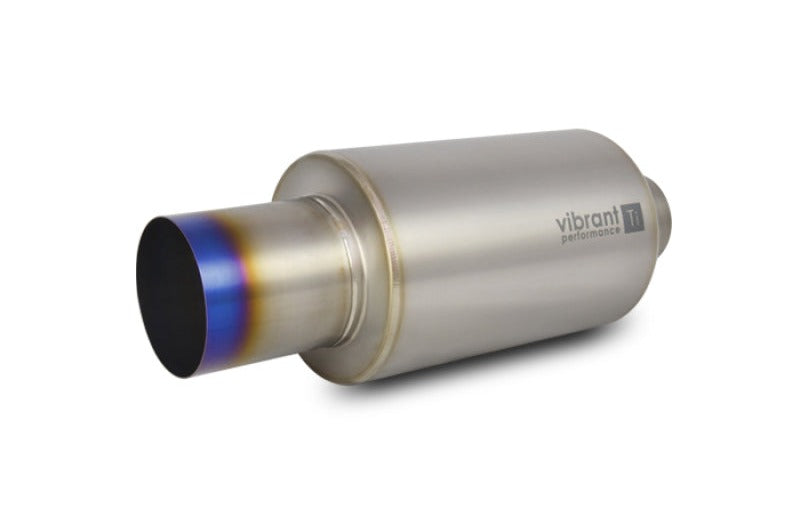 Vibrant Titanium Muffler w/Straight Cut Burnt Tip 2.5in. Inlet/2.5in. Outlet