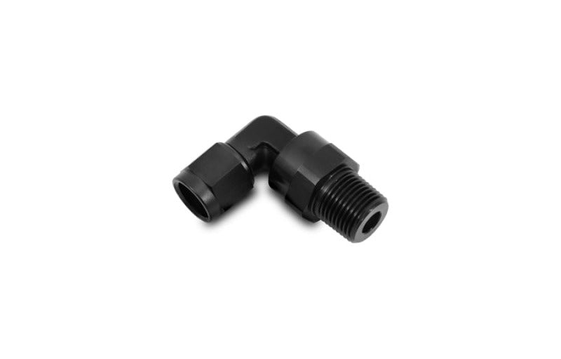 Vibrant -10AN to 1/2in NPT Female Swivel 90 Degree Adapter Fitting