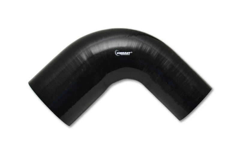 Vibrant 2.5in ID x 3.5in ID x 4in Long Gloss Black Silicone 90 Degree