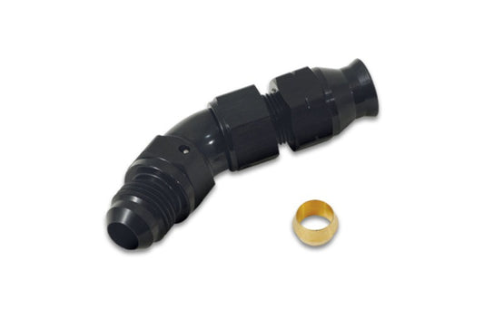 Vibrant 45 Degree 5/16in Tube to Male -6AN Flare Adapter w/Olive Inserts