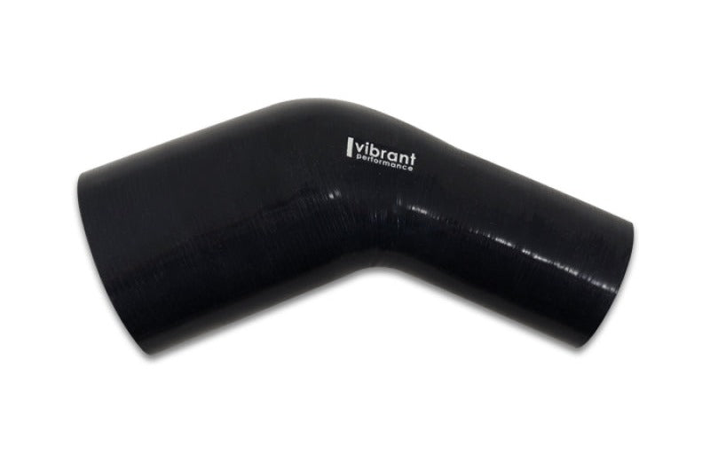 Vibrant 2.25in ID x 2.50in ID Gloss Black Silicone 45 Degree Transition Elbow