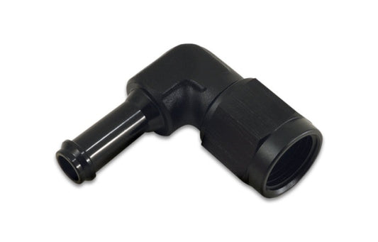 Vibrant -8AN to 1/2in Hose Barb 90 Degree Adapter - Anodized Black
