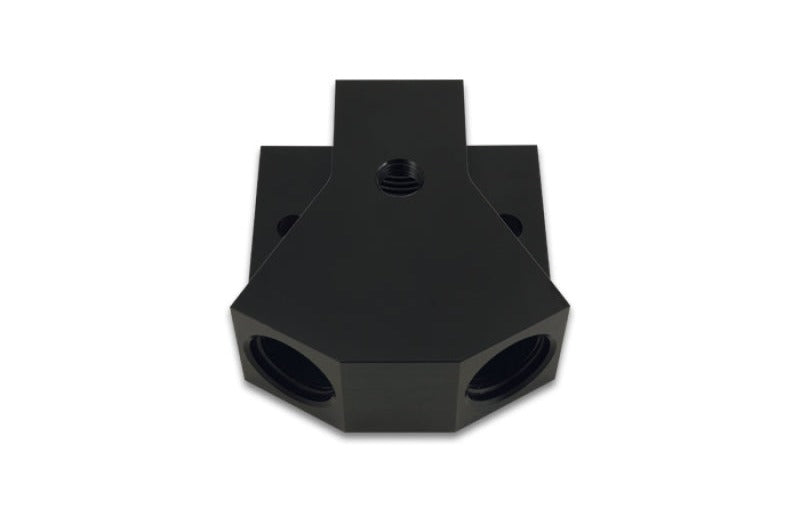 Vibrant Billet Aluminum Y-Block Fitting with 1/8in NPT Port -10AN x Dual -8AN