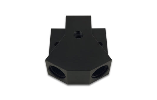 Vibrant Billet Aluminum Y-Block Fitting with 1/8in NPT Port -10AN x Dual -8AN