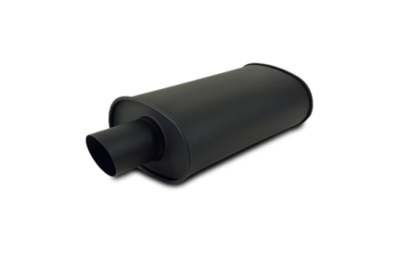 Vibrant StreetPower FLAT BLACK Oval Muffler with Single 3in Outlet - 3in inlet