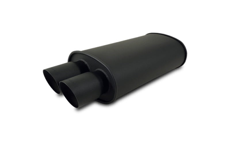 Vibrant StreetPower FLAT BLACK Oval Muffler with Dual 3in Outlet - 3in inlet