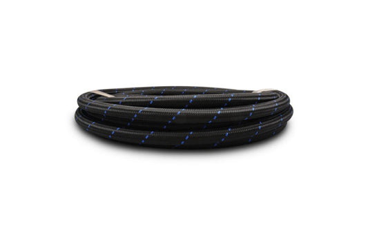 Vibrant -8 AN Two-Tone Black/Blue Nylon Braided Flex Hose (5 foot roll)