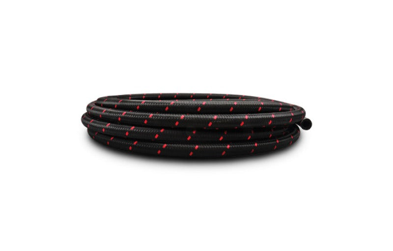 Vibrant -8 AN Two-Tone Black/Red Nylon Braided Flex Hose (5 foot roll)