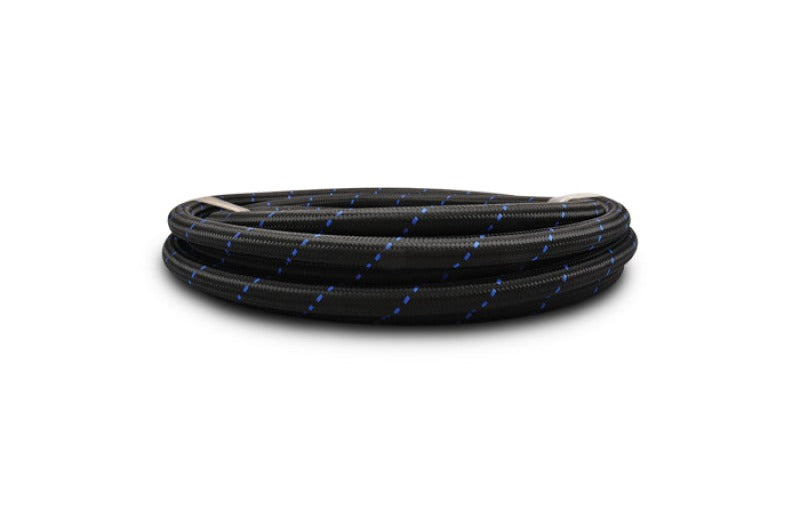 Vibrant -12 AN Two-Tone Black/Blue Nylon Braided Flex Hose (5 foot roll)
