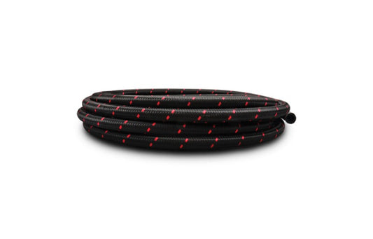 Vibrant -12 AN Two-Tone Black/Red Nylon Braided Flex Hose (5 foot roll)