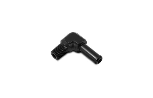 Vibrant 1/4 NPT to 3/8in Barb Straight Fitting 90 Deg Adapter - Aluminum