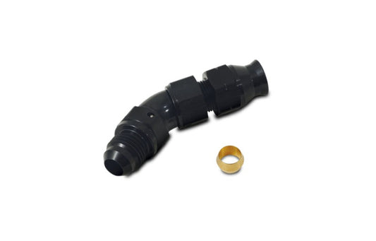 Vibrant 45 Degree 3/8in Tube to Male -6AN Flare Adapter w/Olive Inserts