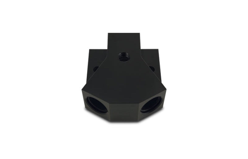 Vibrant Billet Aluminum Y-Block Fitting with 1/8in NPT Port -8AN x Dual -8AN ORB