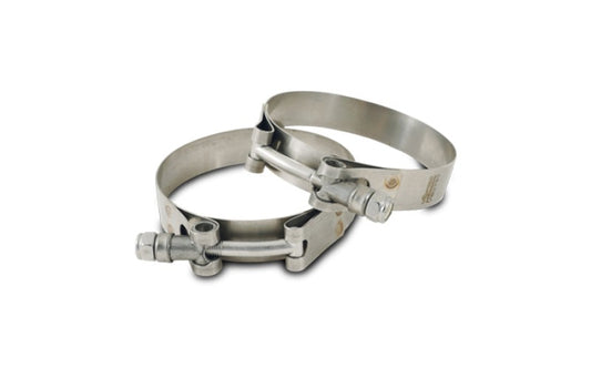 Vibrant Stainless Steel T-Bolt Clamps - Clamp Range 2.63in-2.87in (2 Pack)