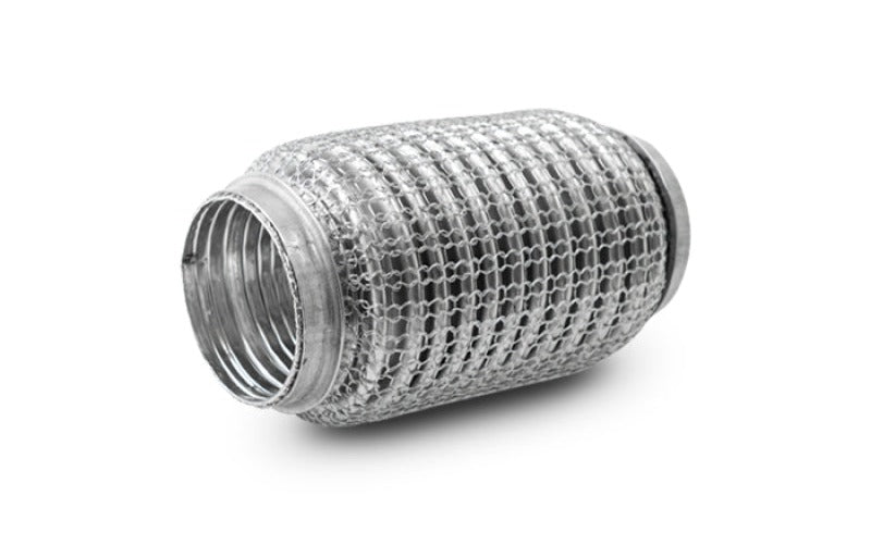 Vibrant SS Flex Coupling w/Interlock Liner and Mesh Braid 2.25in Inlet/Outlet