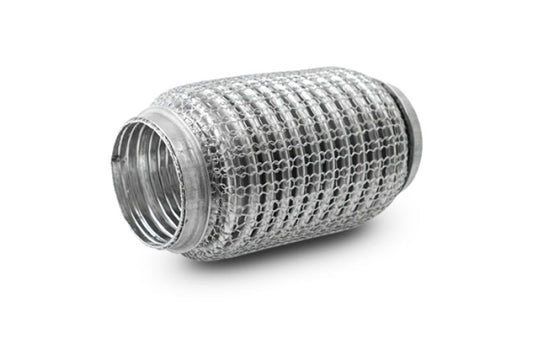 Vibrant SS Flex Coupling w/Interlock Liner and Mesh Braid 2.25in Inlet/Outlet
