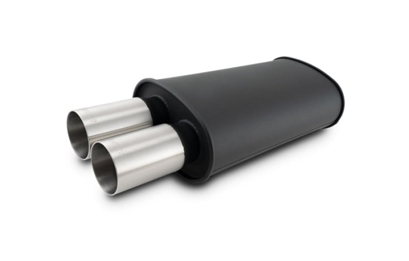 Vibrant StreetPower Flat Muffler Dual 304SS Brushed Tips 9in x 5in x 15in - 3in