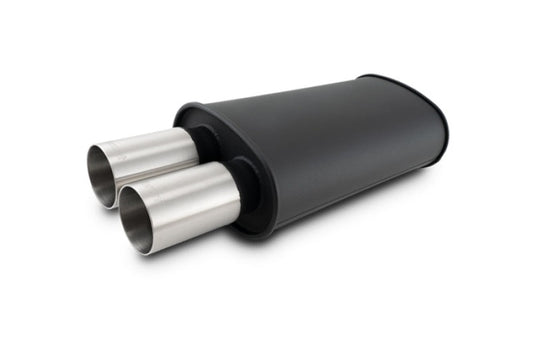 Vibrant Streetpower Flat Blk Muffler 9x5x15in Body 2.5in Inlet ID 3in Tip 12320