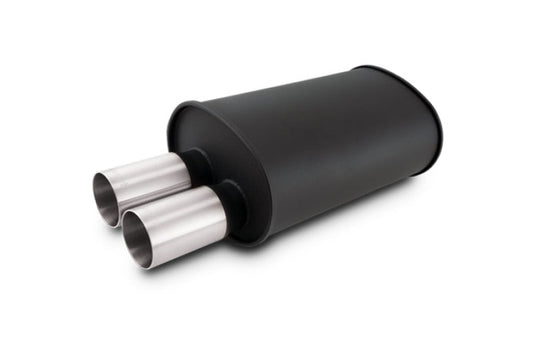 Vibrant Streetpower Flat Blk Muffler 9.5x6.75x15in Body 2.5in In ID 3in Tip OD