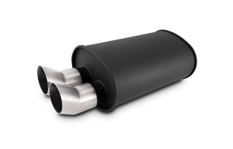 Vibrant Streetpower Flat Blk Muffler 9.5x6.75x15in Body 2.5in Inlet ID 12335