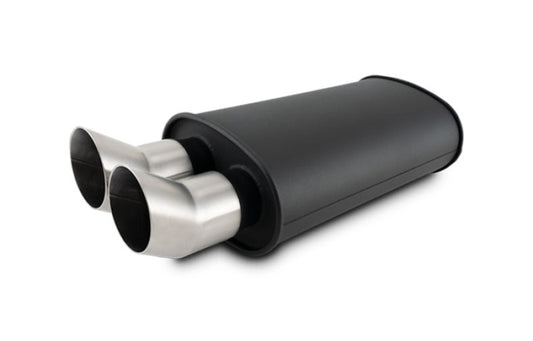 Vibrant Flat Blk Muffler 9x5x15in Body 3in Inlet ID 3in Tip OD w/Dual DTM Cut