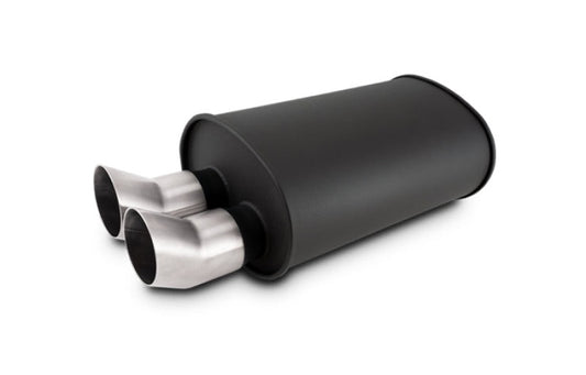 Vibrant Streetpower Flat Blk Muffler 9.5x6.75x15in Body Inlet ID 3in Tip 12336