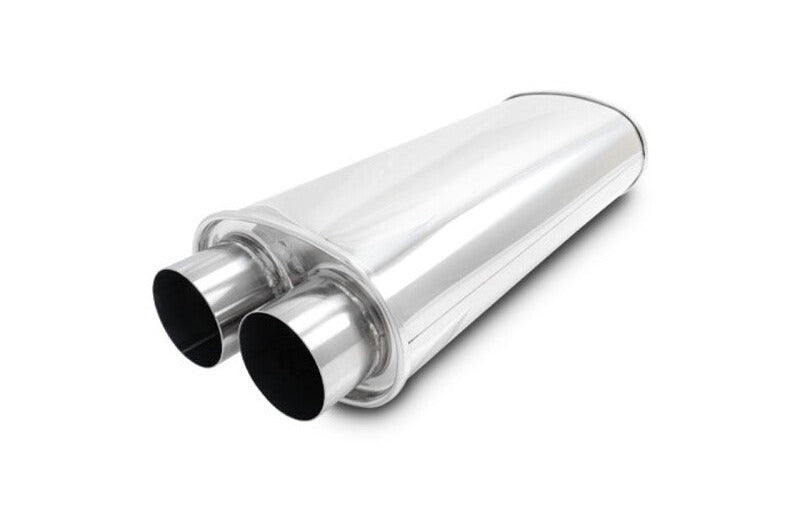 Vibrant Streetpower Oval Muffler 3.0in Dual Inlet/Outlet 18in Body Length