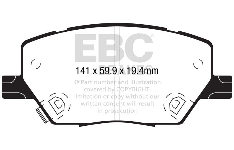 EBC 2015-2023 Fiat 500X 1.4L Turbo Yellowstuff Front Brake Pads DP42239R