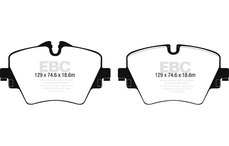 EBC 2017-2023 Mini Cooper Countryman (F60) 1.5L Turbo Ultimax2 Front Brake Pads UD1892
