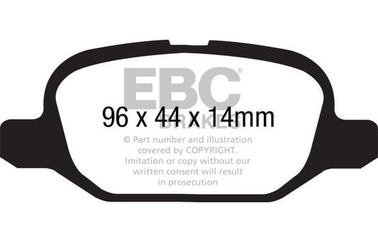 EBC 2011-2018 Fiat 500 1.4 (ATE Calipers) Redstuff Rear Brake Pads DP31880C