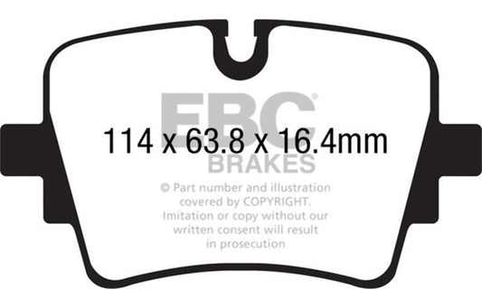 EBC 2014-2024 Jaguar F-Type (Cast Iron Rotors Only) 5.0 Supercharged (490) Yellowstuff Rear Brake Pads DP42192R
