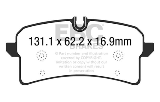 EBC 2014-2018 Porsche Macan (Cast Iron Rotors only) 3.6 Twin Turbo Yellowstuff Rear Brake Pads DP42204R