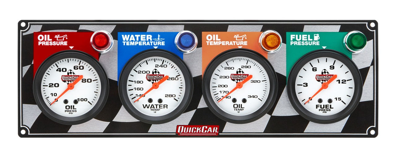 QuickCar Flag 4 Gauge Panel OP/WT/OT/FP
