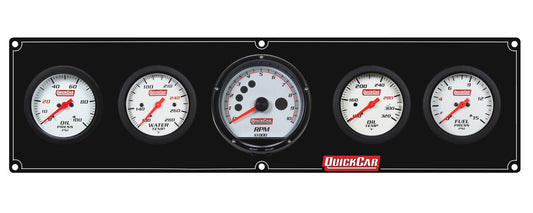 QuickCar Extreme Gauge Panel w/63-001 - Black Plate, OP/WT/Tach/OT/FP15