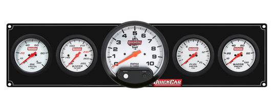 QuickCar Extreme Gauge Panel w/611-6001 - Black Plate, OP/WT/Tach/FP15/WP