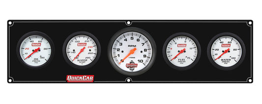 QuickCar Extreme Gauge Panel w/611-6002 - Black Plate, OP/WT/Tach/FP15/WP