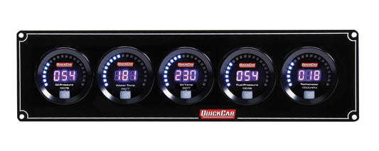 QuickCar Digital Gauge Panel w/67-001- Black Plate, OP/WT/OT/FP100/Tach